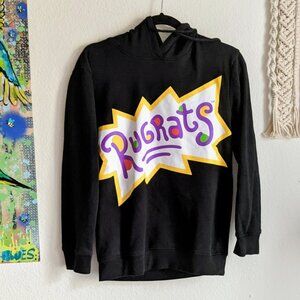 Nickelodeon Rugrats Cartoon Double Sided Black Pullover Hoodie Unisex S